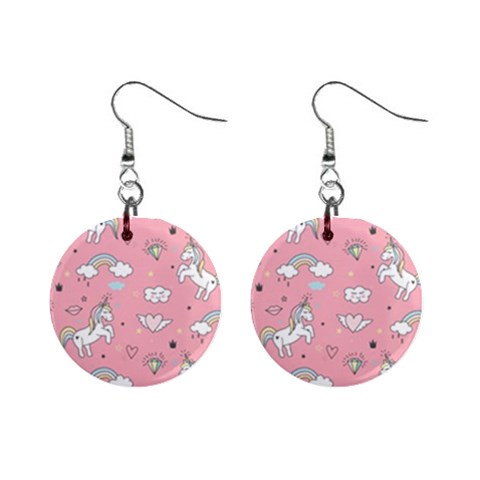 Cute Unicorn Seamless Pattern Mini Button Earrings from ArtsNow.com Front