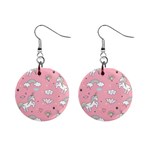 Cute Unicorn Seamless Pattern Mini Button Earrings