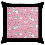Cute Unicorn Seamless Pattern Throw Pillow Case (Black)