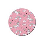Cute Unicorn Seamless Pattern Rubber Coaster (Round)