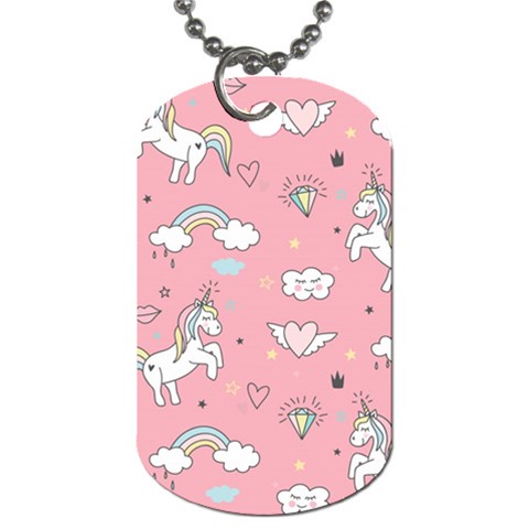 Cute Unicorn Seamless Pattern Dog Tag (One Side) from ArtsNow.com Front