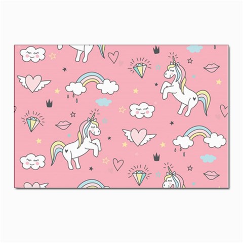 Cute Unicorn Seamless Pattern Postcard 4 x 6  (Pkg of 10) from ArtsNow.com Front
