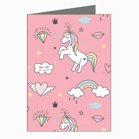 Cute Unicorn Seamless Pattern Greeting Cards (Pkg of 8) from ArtsNow.com Left