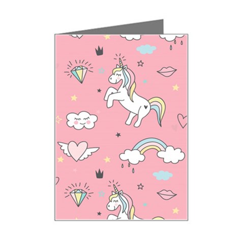 Cute Unicorn Seamless Pattern Mini Greeting Card from ArtsNow.com Left
