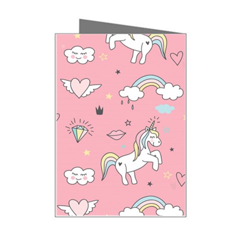 Cute Unicorn Seamless Pattern Mini Greeting Card from ArtsNow.com Right