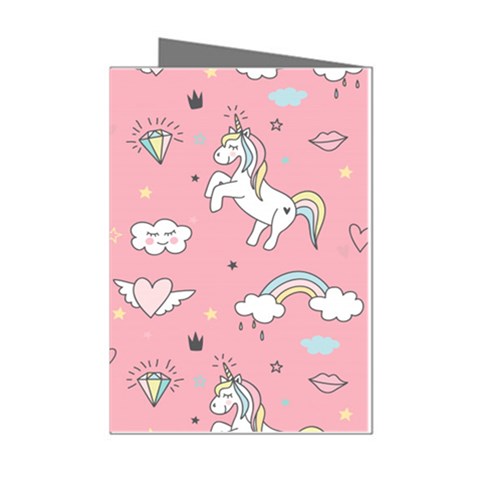 Cute Unicorn Seamless Pattern Mini Greeting Cards (Pkg of 8) from ArtsNow.com Left