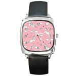 Cute Unicorn Seamless Pattern Square Metal Watch