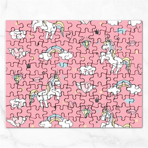 Cute Unicorn Seamless Pattern Rectangular Jigsaw Puzzl from ArtsNow.com Front