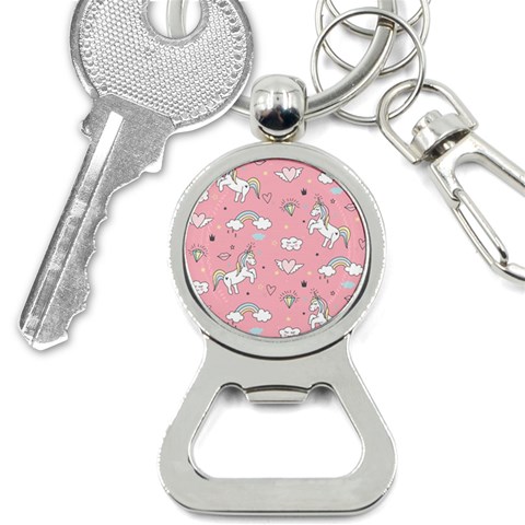Cute Unicorn Seamless Pattern Bottle Opener Key Chain from ArtsNow.com Front