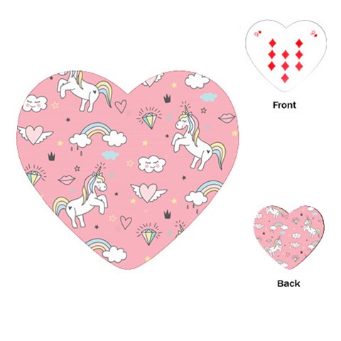 Cute Unicorn Seamless Pattern Playing Cards Single Design (Heart) from ArtsNow.com Front