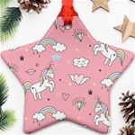 Cute Unicorn Seamless Pattern Star Ornament (Two Sides)