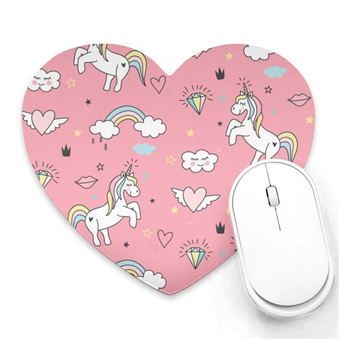 Cute Unicorn Seamless Pattern Heart Mousepad from ArtsNow.com Front