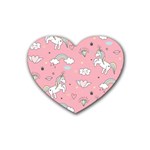 Cute Unicorn Seamless Pattern Rubber Heart Coaster (4 pack)