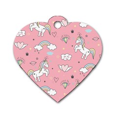 Cute Unicorn Seamless Pattern Dog Tag Heart (Two Sides) from ArtsNow.com Back