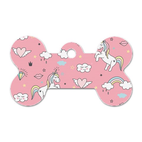 Cute Unicorn Seamless Pattern Dog Tag Bone (One Side) from ArtsNow.com Front