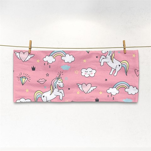 Cute Unicorn Seamless Pattern Hand Towel from ArtsNow.com Front