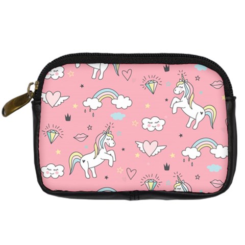 Cute Unicorn Seamless Pattern Digital Camera Leather Case from ArtsNow.com Front