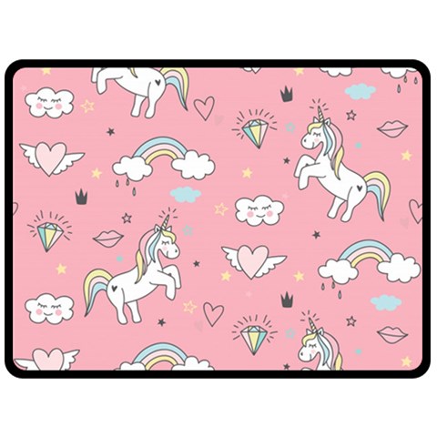 Cute Unicorn Seamless Pattern Fleece Blanket (Large) from ArtsNow.com 80 x60  Blanket Front