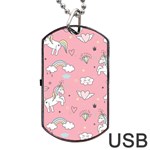 Cute Unicorn Seamless Pattern Dog Tag USB Flash (Two Sides)