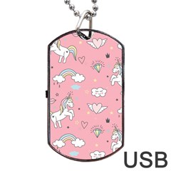 Cute Unicorn Seamless Pattern Dog Tag USB Flash (Two Sides) from ArtsNow.com Back