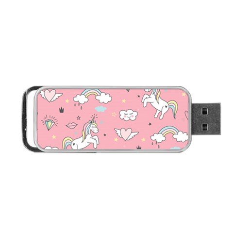 Cute Unicorn Seamless Pattern Portable USB Flash (One Side) from ArtsNow.com Front