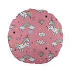 Cute Unicorn Seamless Pattern Standard 15  Premium Round Cushions