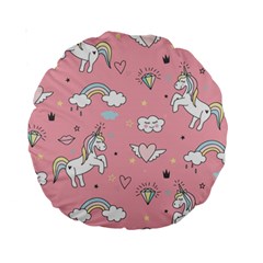 Cute Unicorn Seamless Pattern Standard 15  Premium Round Cushions from ArtsNow.com Back