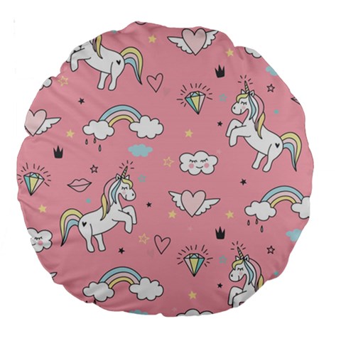 Cute Unicorn Seamless Pattern Large 18  Premium Round Cushions from ArtsNow.com Front