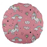 Cute Unicorn Seamless Pattern Large 18  Premium Round Cushions