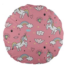 Cute Unicorn Seamless Pattern Large 18  Premium Round Cushions from ArtsNow.com Back