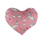 Cute Unicorn Seamless Pattern Standard 16  Premium Heart Shape Cushions