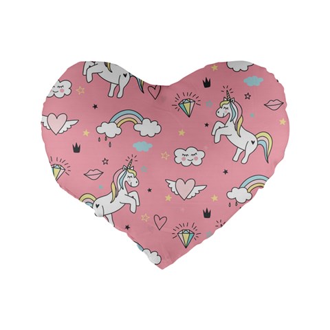 Cute Unicorn Seamless Pattern Standard 16  Premium Heart Shape Cushions from ArtsNow.com Back
