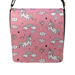 Cute Unicorn Seamless Pattern Flap Closure Messenger Bag (L)