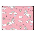 Cute Unicorn Seamless Pattern Two Sides Fleece Blanket (Small)
