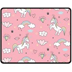 Cute Unicorn Seamless Pattern Two Sides Fleece Blanket (Medium)