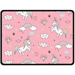 Cute Unicorn Seamless Pattern Two Sides Fleece Blanket (Large)