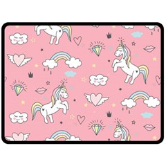 Cute Unicorn Seamless Pattern Two Sides Fleece Blanket (Large) from ArtsNow.com 80 x60  Blanket Back