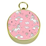 Cute Unicorn Seamless Pattern Gold Compasses