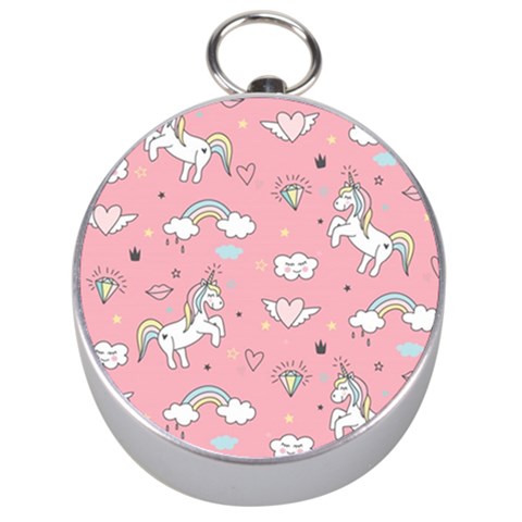 Cute Unicorn Seamless Pattern Silver Compasses from ArtsNow.com Front