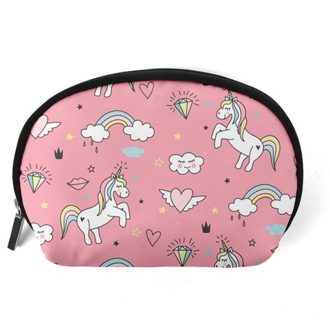 Cute Unicorn Seamless Pattern Accessory Pouch (Large) from ArtsNow.com Back