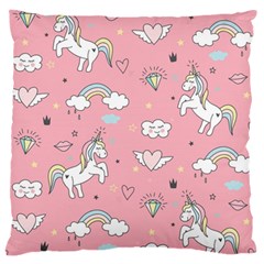 Cute Unicorn Seamless Pattern Large Premium Plush Fleece Cushion Case (Two Sides) from ArtsNow.com Back