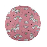 Cute Unicorn Seamless Pattern Standard 15  Premium Flano Round Cushions
