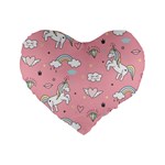 Cute Unicorn Seamless Pattern Standard 16  Premium Flano Heart Shape Cushions