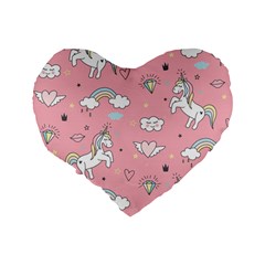 Cute Unicorn Seamless Pattern Standard 16  Premium Flano Heart Shape Cushions from ArtsNow.com Back
