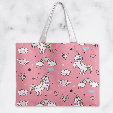 Cute Unicorn Seamless Pattern Zipper Mini Tote Bag from ArtsNow.com Front