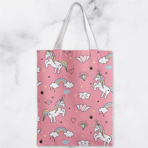 Cute Unicorn Seamless Pattern Zipper Classic Tote Bag from ArtsNow.com Back