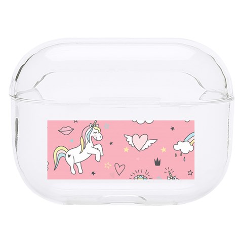 Cute Unicorn Seamless Pattern Hard PC AirPods Pro Case from ArtsNow.com Front