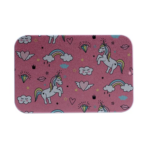 Cute Unicorn Seamless Pattern Open Lid Metal Box (Silver)   from ArtsNow.com Front