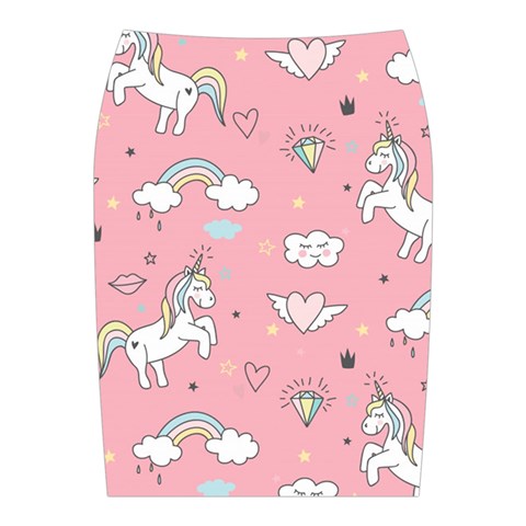 Cute Unicorn Seamless Pattern Midi Wrap Pencil Skirt from ArtsNow.com Back