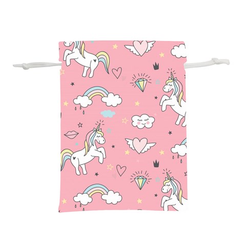 Cute Unicorn Seamless Pattern Lightweight Drawstring Pouch (S) from ArtsNow.com Back